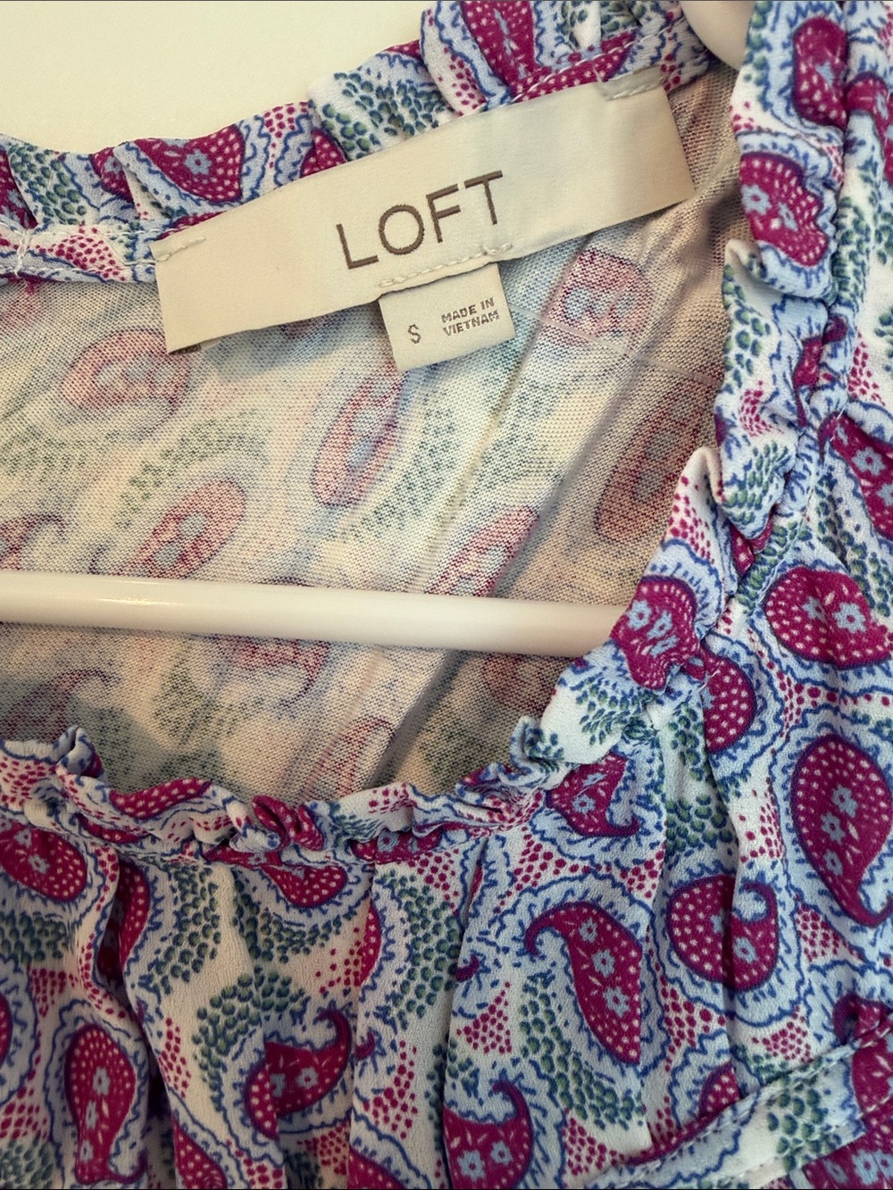 LOFT Lavender Paisley Flutter Sleeve Tunic with Magenta Accents - Picture 5 of 7